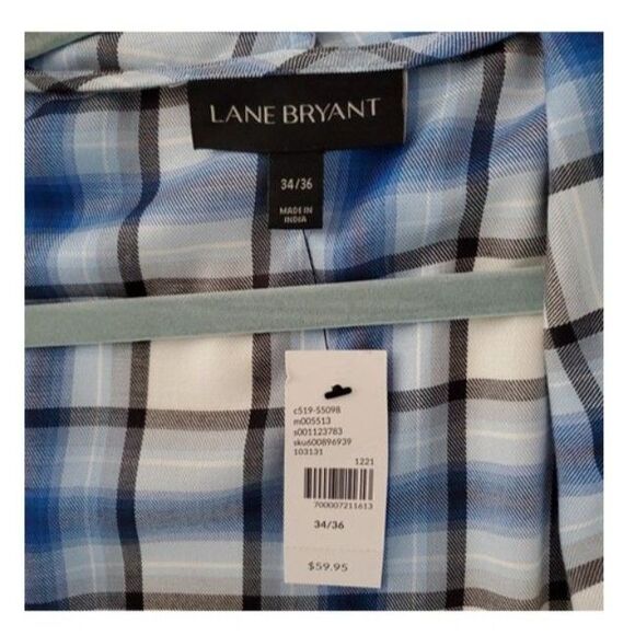 NWT Lane Bryant Plaid Flannel Drape Front Overpiece Roll-Tab Sz 34/36 Layer - Picture 4 of 8